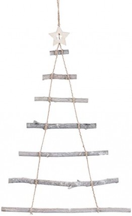 Britesta Deko Weihnachtsbaum Holz: Deko-Holzleiter in Weihnachtsbaum-Form zum Aufhängen, 48 x 78 cm (Deko Holzleiter Tannenbaum) - 1