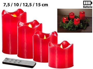 Britesta Tannenkranz: Adventskranz, rot, 4 rote LED-Kerzen mit bewegter Flamme (Weihnachtskranz) - 3