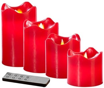 Britesta Tannenkranz: Adventskranz, rot, 4 rote LED-Kerzen mit bewegter Flamme (Weihnachtskranz) - 4