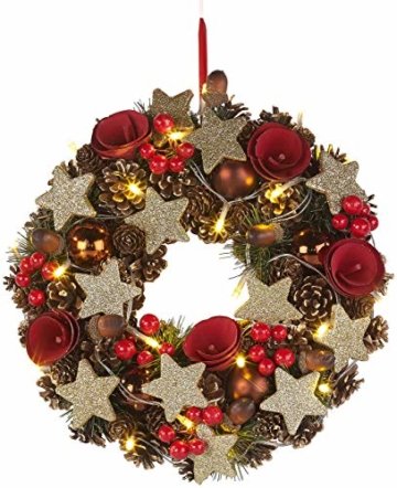 Britesta Türkranz: Weihnachtskranz, 20 warmweiße LEDs, Timer, batteriebetrieben, 28 cm (Türkranz Weihnachten LED Timer) - 4