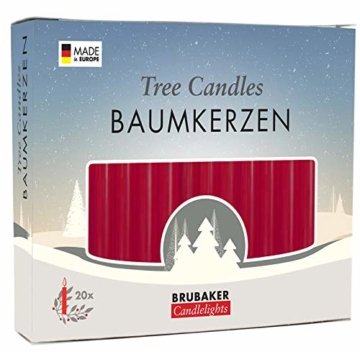 Brubaker 20er Pack Baumkerzen Wachs Weihnachtskerzen Pyramidenkerzen Christbaumkerzen Dunkelrot - 1