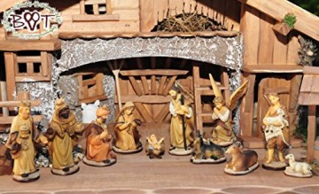 BTV Figuren für große Weihnachtskrippen aus Holz hochwertige Krippenfiguren 12-teilig KFX-HO Holzfiguren-OPTIK handbemalt und GEBEIZT - präsise saubere Gesichtszüge Mienen natürliche Mimik - 9