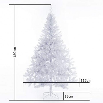 Casaria Weihnachtsbaum 180 cm Ständer künstlicher Tannenbaum Christbaum Baum Tanne Weihnachten Christbaumständer PVC Weiß - 8