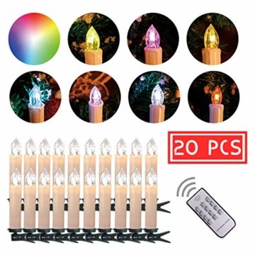 CCLIFE GS/CE LED Weihnachtskerzen Kabellos RGB Kerzen Bunt Weihnachtsbaumkerzen Christbaumkerzen mit Fernbedienung Timer Kerzenlichter, Farbe:Beige, Größe:20er - 4