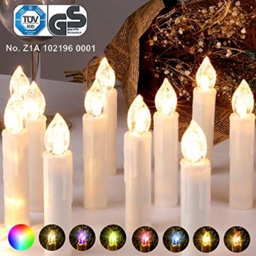 CCLIFE GS/CE LED Weihnachtskerzen Kabellos RGB Kerzen Bunt Weihnachtsbaumkerzen Christbaumkerzen mit Fernbedienung Timer Kerzenlichter, Farbe:Beige, Größe:20er - 1