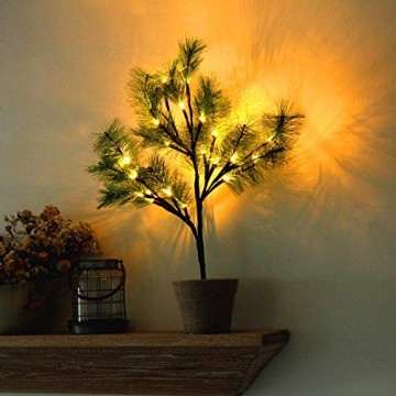 CCLIFE Mini LED Lichterbaum Weihnachtsbaum klein Künstlicher Tannenbaum mit LED Lichterkette Beleuchtung Kiefern Baum im Topf Kunstpflanzen Fensterdeko dekoration Schreibtischbaum - 2