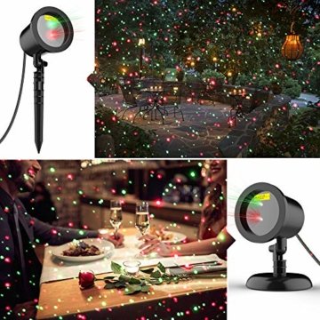 COOWOO LED Projektionslampe, LED Lichteffekt Dekoration Weihnachtsbeleuchtung innen/außen IP65 LED Projektor Party Licht mit 6 Mustern und Timerfunktion - 3