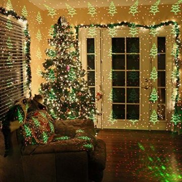 COOWOO LED Projektionslampe, LED Lichteffekt Dekoration Weihnachtsbeleuchtung innen/außen IP65 LED Projektor Party Licht mit 6 Mustern und Timerfunktion - 4