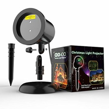 COOWOO LED Projektionslampe, LED Lichteffekt Dekoration Weihnachtsbeleuchtung innen/außen IP65 LED Projektor Party Licht mit 6 Mustern und Timerfunktion - 5