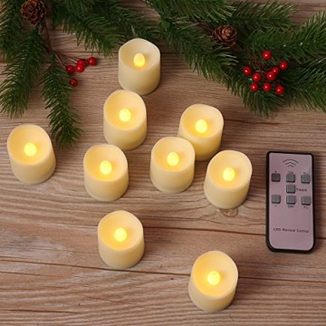 Criacr 9er Led Kerzen mit Fernbedienung, Flammenlose Kerzen mit Timerfunktion, elektrische teelichter, 3 Modi, Batteriebetriebene Kerzen für Weihnachtsdeko, Hochzeit, Geburtstags Party ( Warmweiß ) - 9