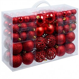 Deuba Weihnachtskugeln Rot 100 Christbaumschmuck Aufhänger Christbaumkugeln für den Weihnachtsbaum Weihnachtsbaumschmuck Weihnachtsbaumkugeln - 1