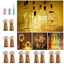 【12 Stück】Nasharia 20 LEDs 2M Flaschen Licht Warmweiß, Lichterkette für Flasche LED Lichterketten Stimmungslichter Weinflasche Kupferdraht, batteriebetriebene für Flasche DIY, Dekor,Weihnachten - 1