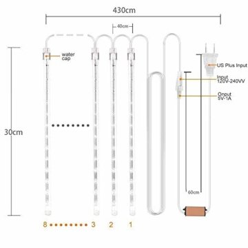 EEIEER 192 mini LED Eiszapfen Lichterkette sternschnuppe Licht für Außen balkon Garten Weihnachten Dekoration 8 StückTube 30 cm Blau - 3