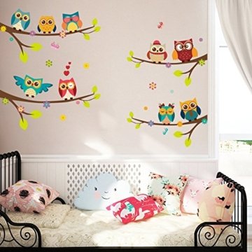 ElecMotive 9 Eulen Weihnachtsdeko Abnehmbare Wandaufkleber Weihnachten Wandtattoo Wandsticker Fensterbilder DIY für Wohnzimmer Schlafzimmer Kinderzimmer - 1