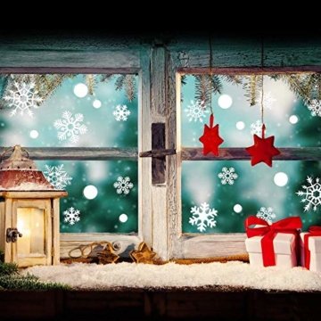 Fensterbilder Weihnachten, 228 Schneeflocken Fenstersticker, Weihnachtsdeko Fenster,Fensteraufkleber PVC Fensterdeko Selbstklebend, für Türen Schaufenster Vitrinen Glasfronten Deko - 5
