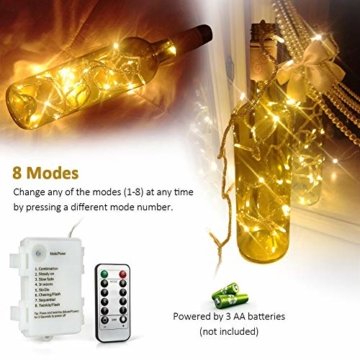 [Fernbedienung und Timer] 100er LED Outdoor Lichterkette Batterienbetrieben Warmweiß (8 Modi, IP65 Wasserdicht, Außenbeleuchtung) - 6