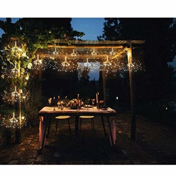 Feuerwerk LED Licht, Lukasa 2 Stück 120 LEDs Lichterkette mit 8 Modi Beleuchtungs effekt wasserdicht Kupferdraht Lichter für Garten Terrasse Hochzeit Party Weihnachten - 3