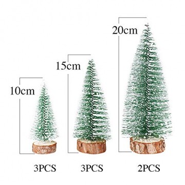 FLOFIA 8 TLG. 3 Größe Mini Weihnachtsbaum Künstlich Miniatur Tannenbaum Grün Mini Christbaum Tree Klein Weihnachtsdeko Figuren 10/15 / 20 cm - 3