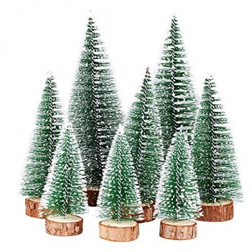 FLOFIA 8 TLG. 3 Größe Mini Weihnachtsbaum Künstlich Miniatur Tannenbaum Grün Mini Christbaum Tree Klein Weihnachtsdeko Figuren 10/15 / 20 cm - 1