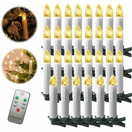 Froadp 30 Stück Dimmbare LED Mini Weihnachtskerzen mit Fernbedienung Kabellos Christbaumkerzen für Weihnachtsbaum deko Geburtstagsdeko Kerzen Satz(Warmweiß) - 1