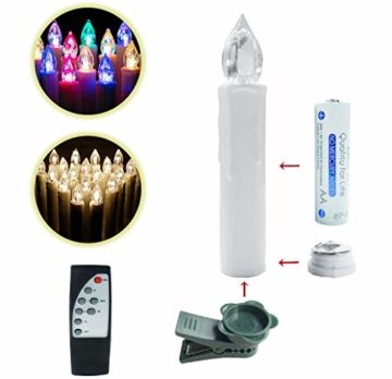 Froadp LED Kerzen Weihnachtskerzen Kabellos 30 Stück mit Fernbedienung, Timer und Batterien - Bunt RGB + Warmweiß 2 Modi Weihnachtsbaum Lichterkette Weihnachtsdeko Mini Christbaumkerzen - 6