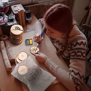 Fuyit Holzscheiben 30 Stücke Holz Log Scheiben 7-8cm mit Loch Unvollendete Holzkreise für DIY Handwerk Holz-Scheiben Hochzeit Mittelstücke Weihnachten Dekoration Baumscheibe(30st 2.8