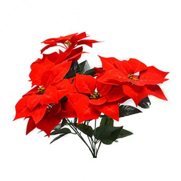 Garneck roter weihnachtsstern weihnachtsschmuck 7-stieliger künstlicher weihnachtsstern für weihnachtsbaum blumenschmuck - 1