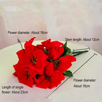 Garneck roter weihnachtsstern weihnachtsschmuck 7-stieliger künstlicher weihnachtsstern für weihnachtsbaum blumenschmuck - 5