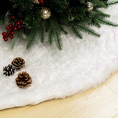 GIGALUMI 120cm Weihnachtsbaumdecke Weiß Plüsch Christmasbaumdecke Rund