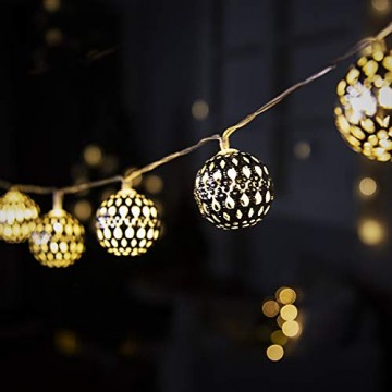 GIGALUMI LED Kugel Lichterkette 20 Silber Metall Kugel 2,5m Lange Warmweiß Batteriebetrieben Innen Beleuchtung Dekoration für Party, Weihnachten, Halloween, Zimmer usw. - 7