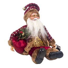 globalqi 13 Zoll Weihnachtsmann sitzende Figur, Weihnachten Noel Santa Puppe Ornament angenehmes Geschenk Urlaub Sammlung Puppe Spielzeug Tisch Weihnachtsbaum Dekor Festival vorhanden - 1