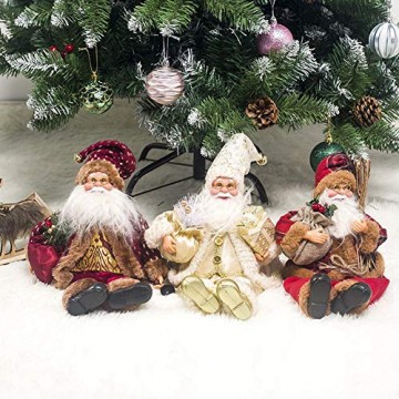 globalqi 13 Zoll Weihnachtsmann sitzende Figur, Weihnachten Noel Santa Puppe Ornament angenehmes Geschenk Urlaub Sammlung Puppe Spielzeug Tisch Weihnachtsbaum Dekor Festival vorhanden - 4