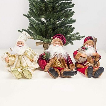 globalqi 13 Zoll Weihnachtsmann sitzende Figur, Weihnachten Noel Santa Puppe Ornament angenehmes Geschenk Urlaub Sammlung Puppe Spielzeug Tisch Weihnachtsbaum Dekor Festival vorhanden - 5