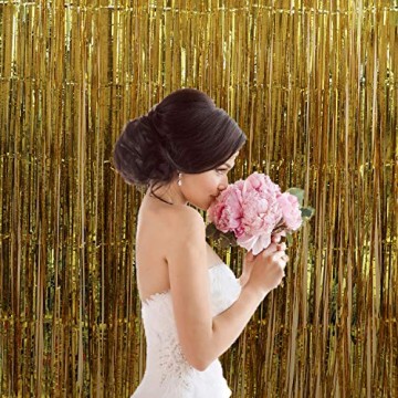 GoMaihe 6 Stück Lametta Vorhänge, Folie Fransen Vorhang Schimmer, Metallic Tinsel Vorhänge, Hintergrund Fringe Glitzervorhänge für Party Hochzeit Geburtstags Fotobooth Türvorhang Deko, MEHRWEG - 7