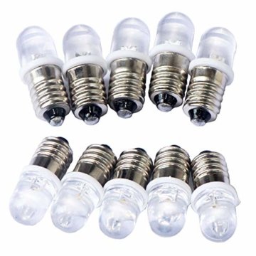 GutReise 10pcs E10 3V spot led birne lampen warm weiß + 10pcs e10 basis (3 v, Warm - weiß) - 1