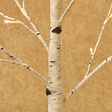 Hairui Vorbeleuchtete Birke 180CM 128L für die Heimdekoration Weißer Weihnachtsbaum mit LED-Leuchten Warmweiß Beleuchteter Kunstbaum mit Teilweise Funkelnder Funktion Ausgang 24V Sicherheitsspannung - 3