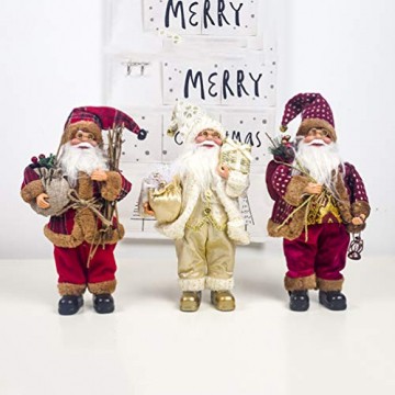 Happyyami Weihnachtsmann-Puppe-Weihnachten Ornament Dekoration Weihnachten Tisch Weihnachtsmann-Figuren Stehen (rot) - 6