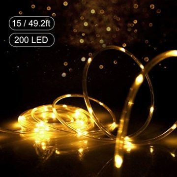 HAUSPROFI 15M 200 LEDS Lichterschlauch mit Fernbedienung,Lichterkette, 8 Modi und Helligkeit dimmbar, Strombetrieben,Wasserdicht, Ideal für Aussen, Weihnachtsbeleuchtung, Deko, Party, Feier, Hochzeit - 3