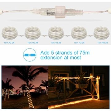 HAUSPROFI 15M 200 LEDS Lichterschlauch mit Fernbedienung,Lichterkette, 8 Modi und Helligkeit dimmbar, Strombetrieben,Wasserdicht, Ideal für Aussen, Weihnachtsbeleuchtung, Deko, Party, Feier, Hochzeit - 4