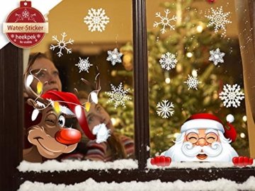 heekpek Netter Weihnachtsmann Weihnachten selbstklebend Fensterdeko Weihnachtsdeko Sterne Weihnachts Rentier Aufkleber Schneeflocken Aufkleber Winter Dekoration Weihnachtsdeko Weihnachten Removable - 1