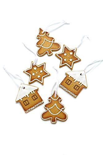 HEITMANN DECO Christbaumschmuck Lebkuchen mit Zuckerguss - Verschiedene Motive Weihnachtsdeko - 6-teilig - 1