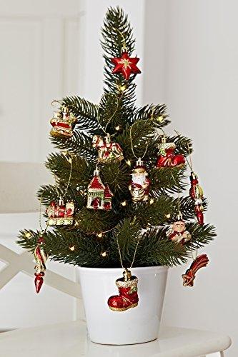 HEITMANN DECO Weihnachtsbaum-Schmuck - Behang-Set aus Kunststoff - Christbaum-Anhänger - 12-teilig - rot/Gold - 2