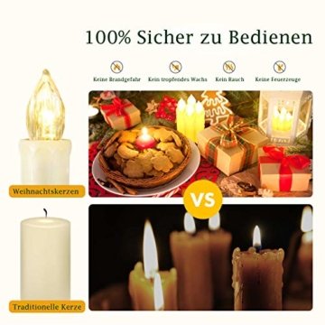 Hengda 30er LED Weihnachtskerzen mit Fernbedienung Timer Warmweiß Dimmbar Kerzen mit Batterien Weihnachtskerzen Christbaumkerzen Kabellos - 7