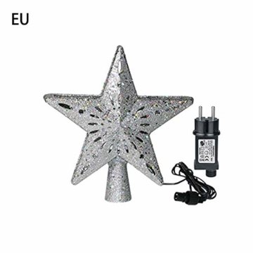 Heoolstranger Christmas Tree Topper - Weihnachtsbaum-Sternspitzen-Licht - funkelnder Stern mit Schneeflocken-Projektions-Licht - Weihnachtsbaum-Dekoration - 1