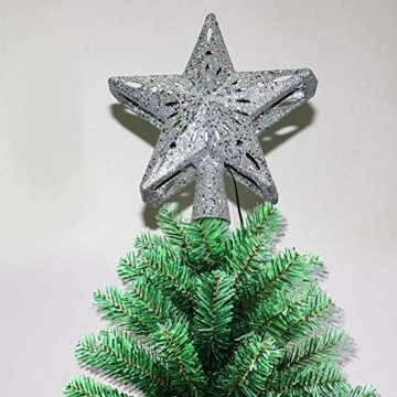 Heoolstranger Christmas Tree Topper - Weihnachtsbaum-Sternspitzen-Licht - funkelnder Stern mit Schneeflocken-Projektions-Licht - Weihnachtsbaum-Dekoration - 7