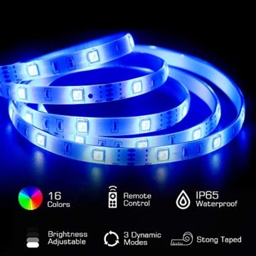 HoMii LED Streifen 10m - RGB LED Strips Sync mit Musik， IP65 Wasserdicht 300 LED 5050 SMD Farbwechsel LED Strip, 40 key Fernbedienung,16 single colors (10M) - 2