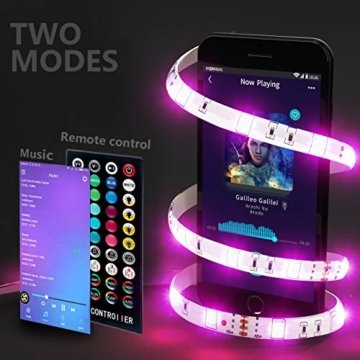 HoMii LED Streifen 10m - RGB LED Strips Sync mit Musik， IP65 Wasserdicht 300 LED 5050 SMD Farbwechsel LED Strip, 40 key Fernbedienung,16 single colors (10M) - 5