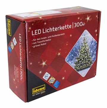 Idena 30441 - LED Lichterkette mit 300 LED in warm weiß, mit 8 Stunden Timer Funktion, Innen und Außenbereich, für Partys, Weihnachten, Deko, Hochzeit, als Stimmungslicht, ca. 37,9 m - 1
