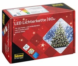 Idena 8325058 - LED Lichterkette mit 80 LED in warm weiß, mit 8 Stunden Timer Funktion, Innen und Außenbereich, für Partys, Weihnachten, Deko, Hochzeit, als Stimmungslicht, ca. 15,9 m - 1