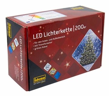 Idena 8325066 - LED Lichterkette mit 200 LED in warm weiß, mit 8 Stunden Timer Funktion, Innen und Außenbereich, für Partys, Weihnachten, Deko, Hochzeit, als Stimmungslicht, ca. 27,9 m - 1